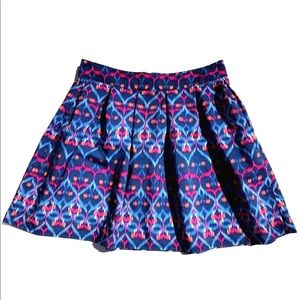 Abstract Print Pleated Skater Skirt